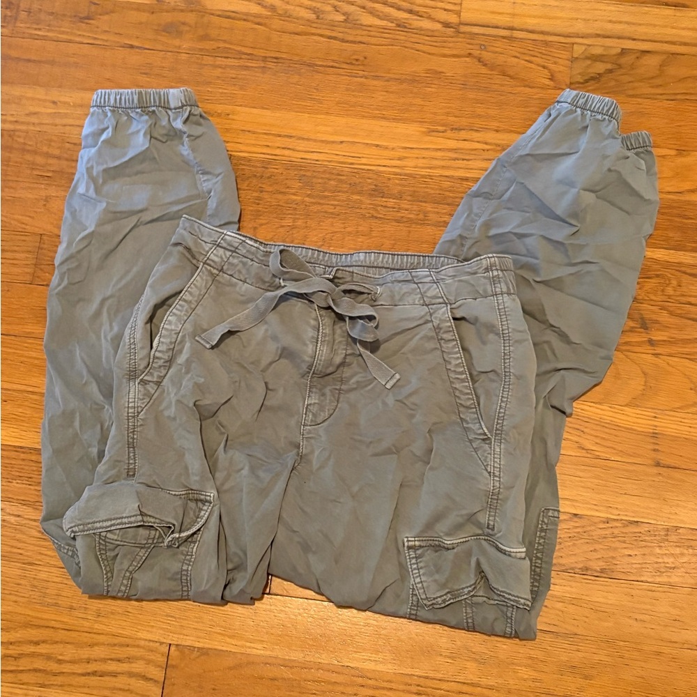 Gray/Green Cargo Jogger Pants